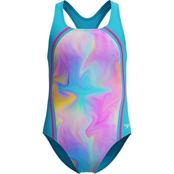NWT Speedo Big Girls Racerback One-Piece Swimsuit sz 14 - Picture 1 of 3
